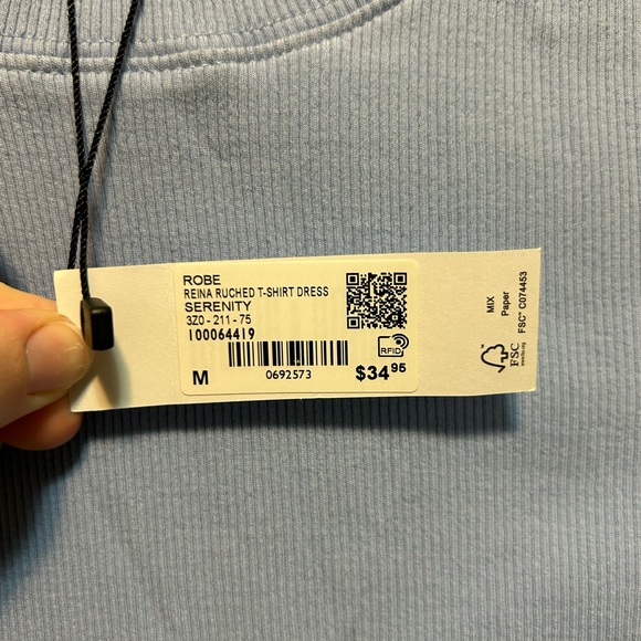 Garage Women's Blue Reina Ruched T-Shirt Dress, Size: M - Picture 3 of 4